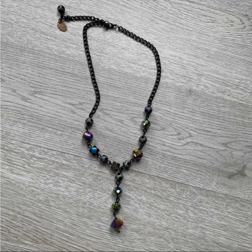 Y2k Vintage "Y"'Black Iridescent Necklace